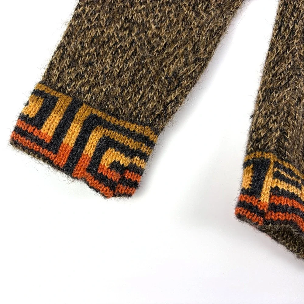 Artesano‎ Couture Zip Up Sweater Hoodie Kids Sz S/M Brown Orange Yellow Alpaca